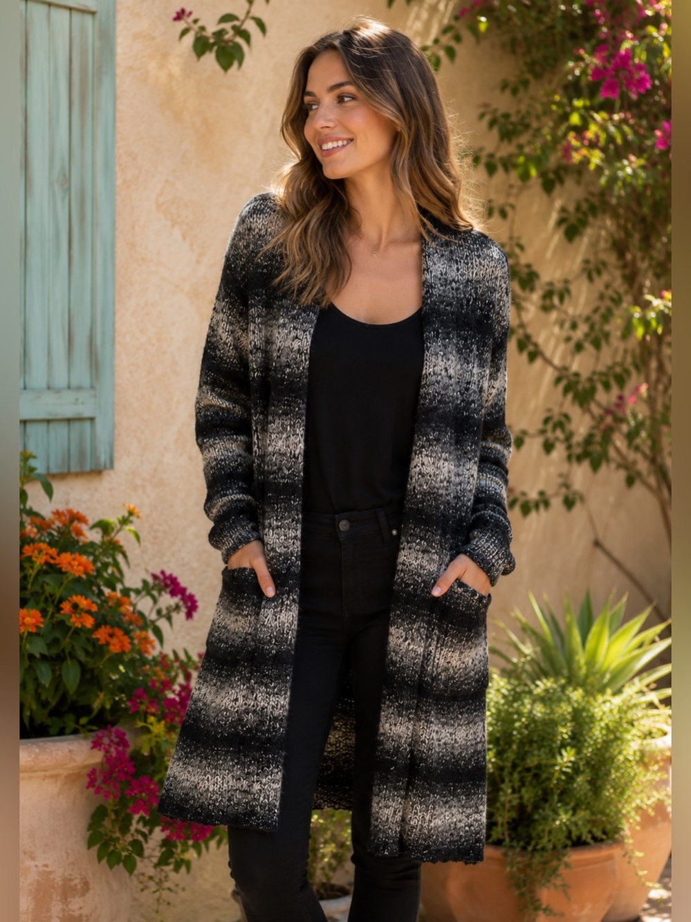 Sonoma Gray Ombre Open Front Cardigan Sweater NWT Size Small Cozy Fall